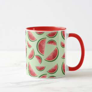 Watermelon Fruit Slices Muster auf grünem Tasse
