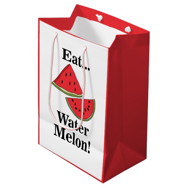 Watermelon Funny Tropical Summer Fruit Mittlere Geschenktüte (Vorderseite Schrägansicht)