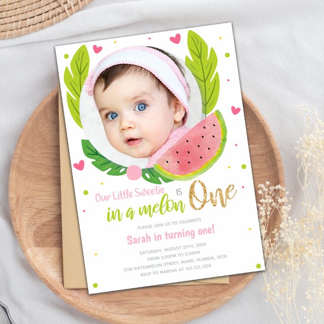 Watermelon Geburtstag Einladung mit Foto (Watermelon Birthday Invitations with photo)
