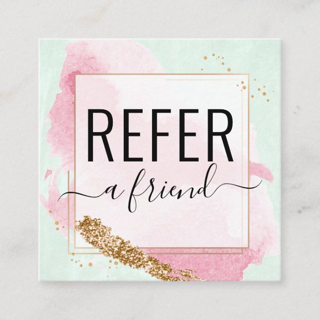 Watermelon Gold Salon Empfehlenswert Quadratische Visitenkarte (Vorderseite)