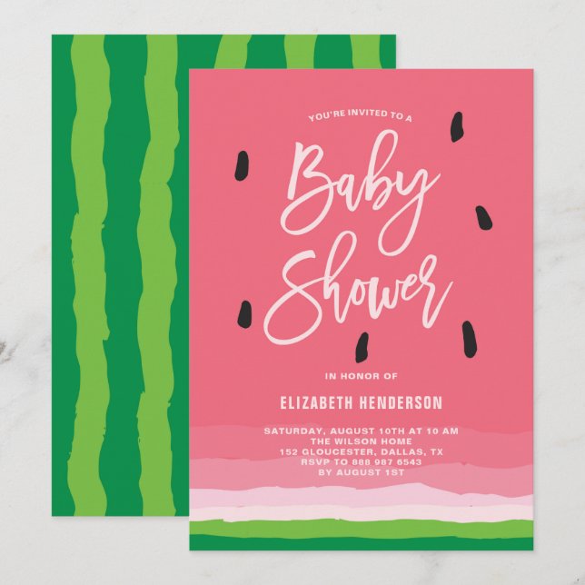 Watermelon Gradient Modern Baby Dusche Einladung (Vorne/Hinten)