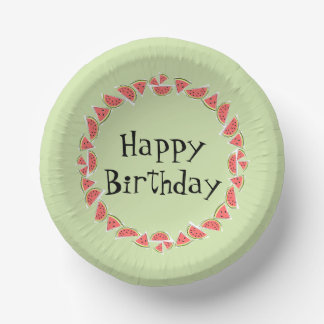 Watermelon Green Pieces Circle Happy Birthday Pappteller