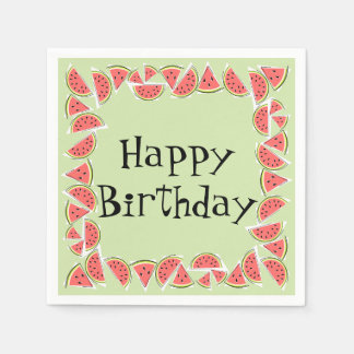 Watermelon Green Pieces Square Geburtstag Serviette