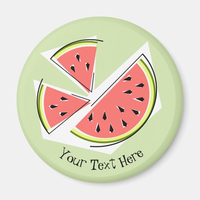 Watermelon Green Pieces Text Magnet (Vorne)