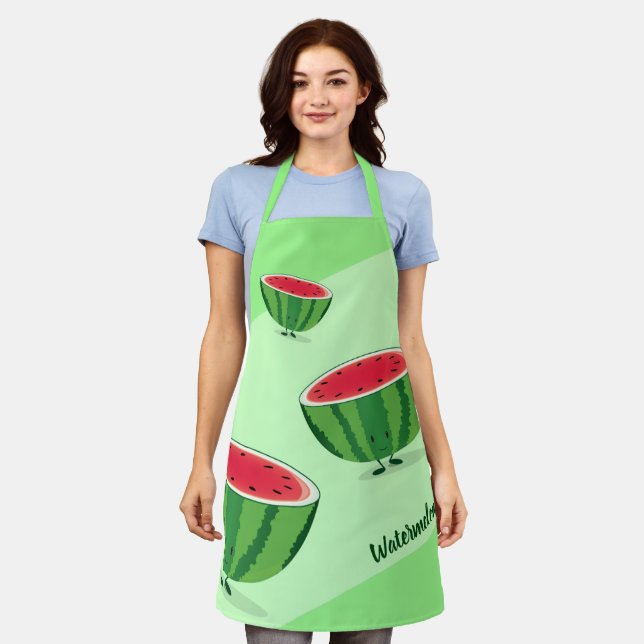Watermelon Green Red Fruit Food Cartoon Charaktere Schürze (Getragen)