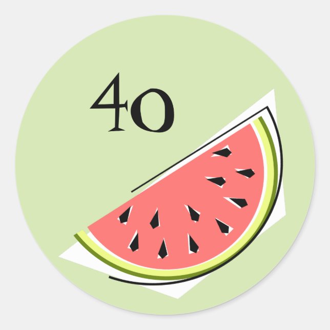 Watermelon Green Slice Age 40 Aufkleber rund (Vorderseite)
