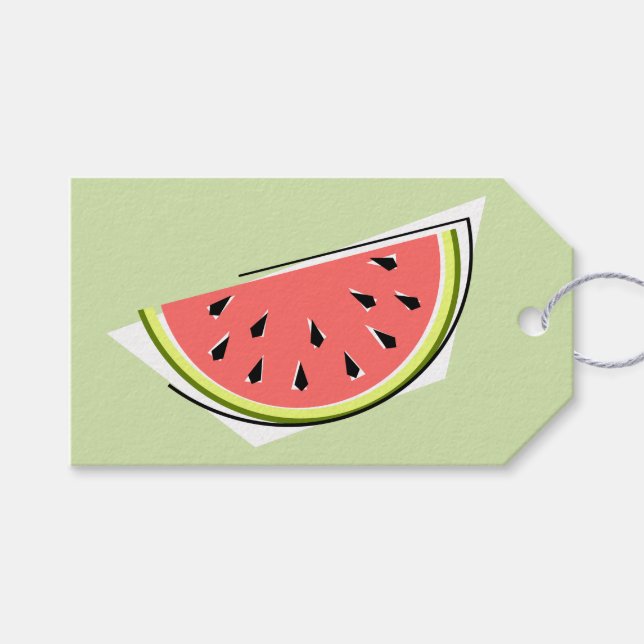 Watermelon Green Slice Happy Geburtstag Geschenk T Geschenkanhänger (Vorderseite (Horizontal))