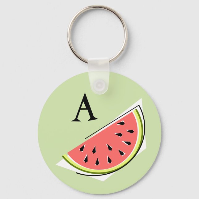 Watermelon Green Slice Monogram Schlüsselanhänger (Vorderseite)