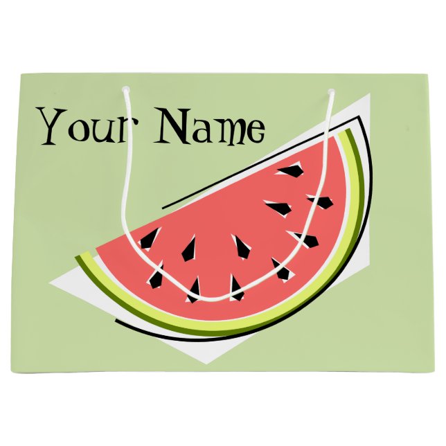Watermelon Green Slice Name Große Geschenktüte (Vorderseite)