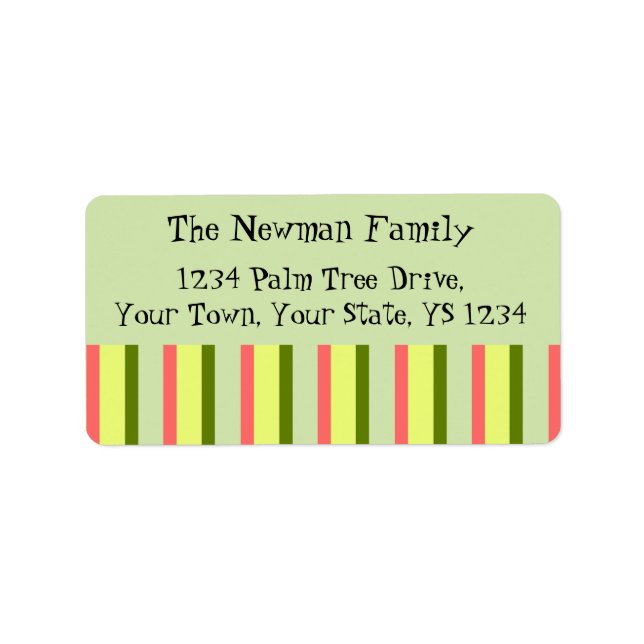Watermelon Green Stripe Classic Adressaufkleber (Vorne)