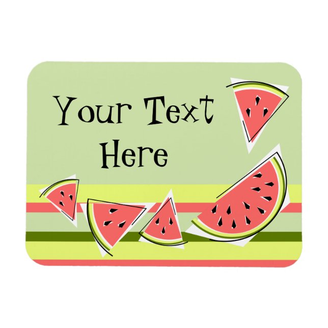 Watermelon Grüne Teile Streifen Klassischer Text Magnet (Horizontal)