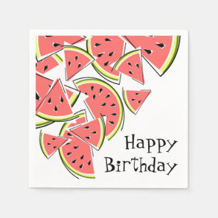 Watermelon Happy Birthday Napkins Papier Serviette