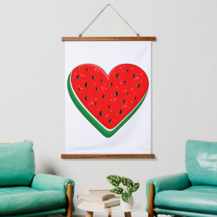 Watermelon Herzlich Willkommen am Valentinstag Wandteppich Mit Holzrahmen