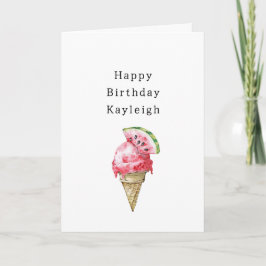 Watermelon Ice Cream Cone Birthday Karte