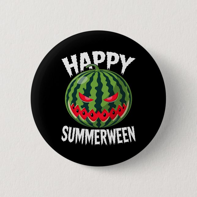 Watermelon Jackolantern SommerHalloween glückliche Button (Vorderseite)