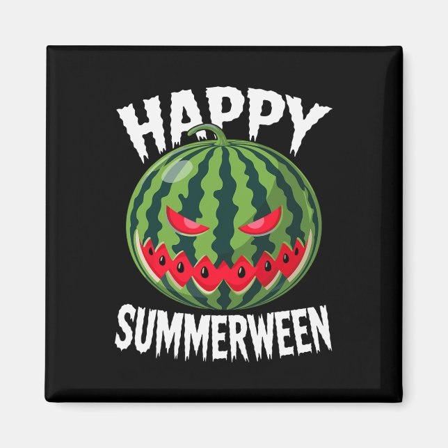 Watermelon Jackolantern SommerHalloween glückliche Magnet (Vorne)
