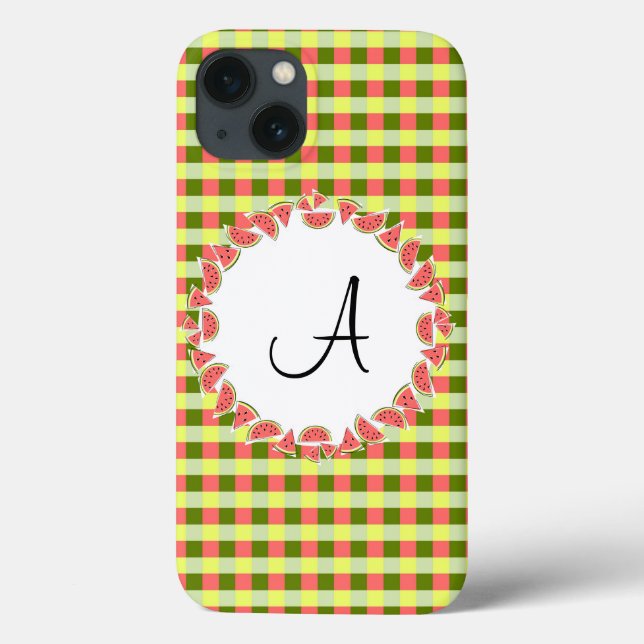 Watermelon-Karo "Monogram" iPad-Gehäuse Case-Mate iPhone Hülle (Rückseite)