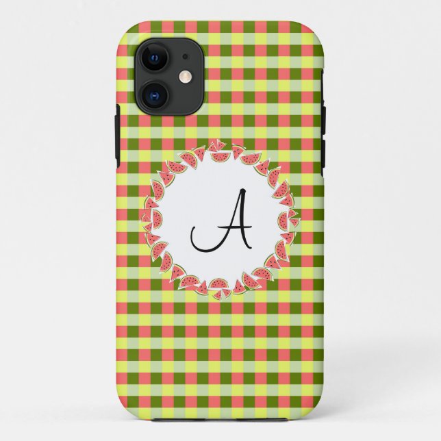 Watermelon Karo "Monogram" iPhone 5 Fall Case-Mate iPhone Hülle (Rückseite)