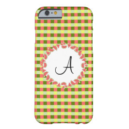 Watermelon Karo "Monogram" iPhone Gehäuse 15 Hülle