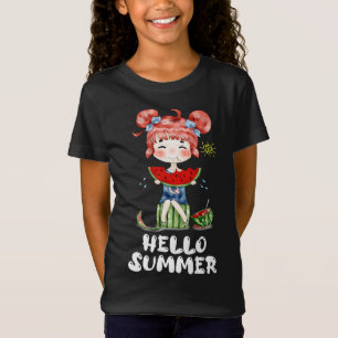 Watermelon Kawaii Anime Girl Hallo Sommer Früchte T-Shirt