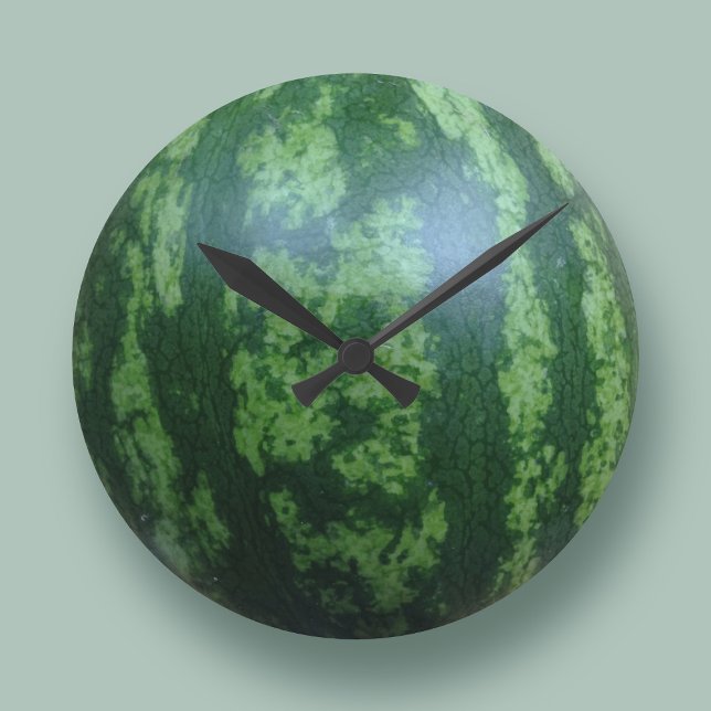 Watermelon Kitchen Wall Clock Große Wanduhr (Celebrate your love of this juicy fruit with this delightful round green watermelon clock)