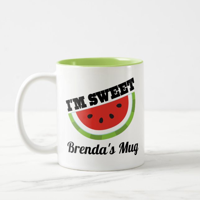 Watermelon Lover Personalisiertes Geschenk Zweifarbige Tasse (Links)