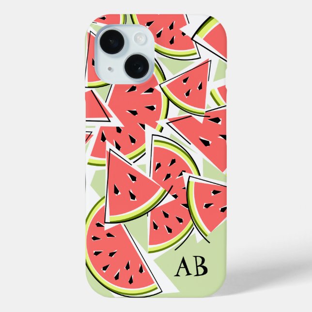 Watermelon 'Monogram' grüne iPhone Gehäuse vertika Case-Mate iPhone Hülle (Rückseite)