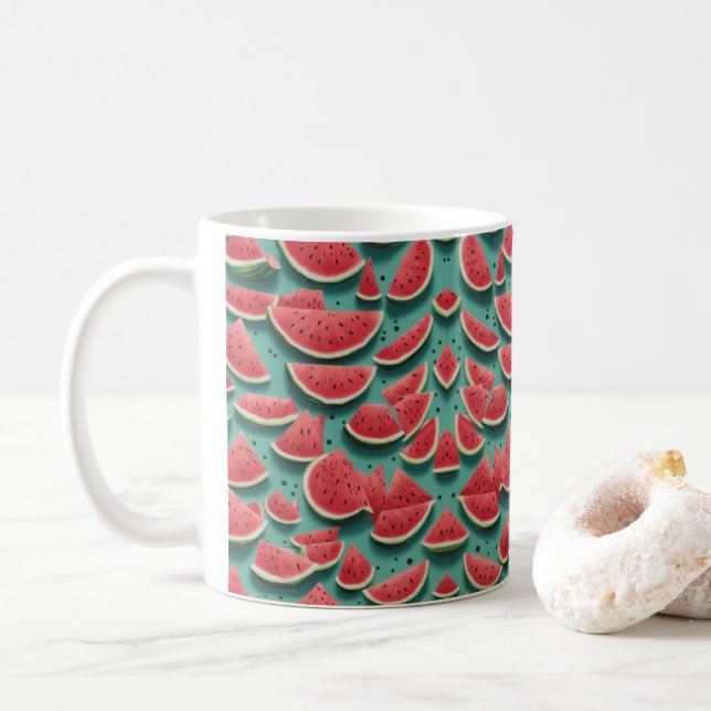 Watermelon Muster Bright and Fresh Red Watermelon Kaffeetasse (Mit Donut)