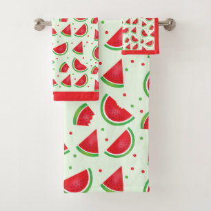 Watermelon-Muster Fruchtmelon Light Green Red Badhandtuch Set