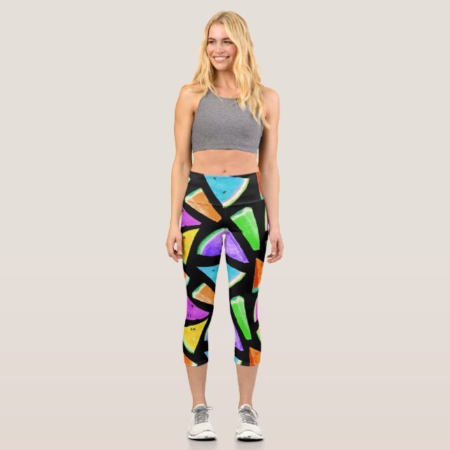 Watermelon-Muster Kreation 7 Capri Leggings (Vorderseite)