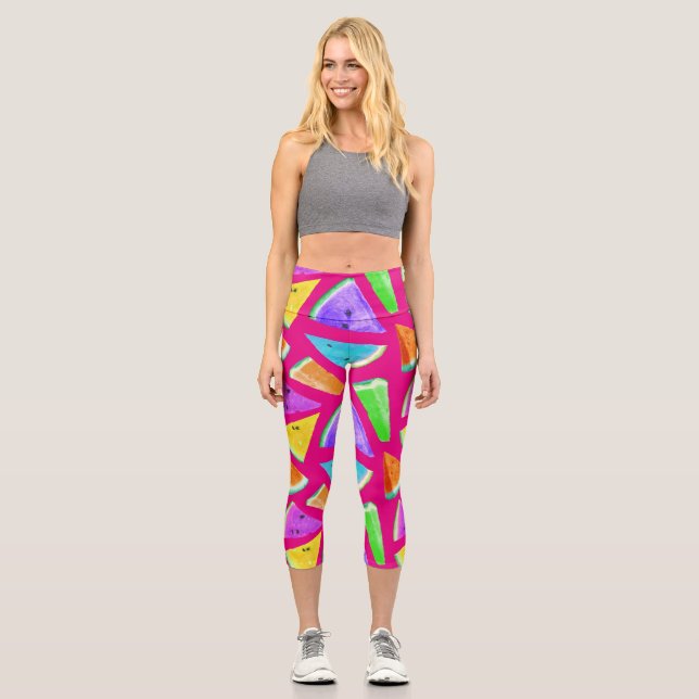 Watermelon-Muster-Kreation 9 Capri Leggings (Vorderseite)