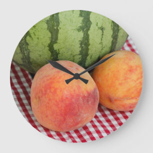 Watermelon N Two Peaches Große Wanduhr