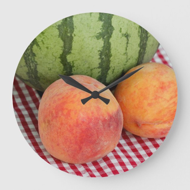 Watermelon N Two Peaches Große Wanduhr (Vorderseite)