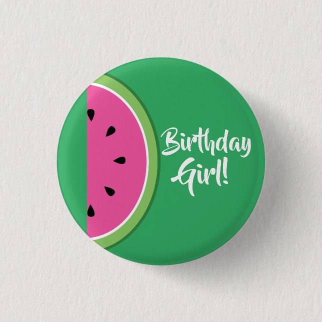 Watermelon Niedlich 1. Geburtstag Button Button (Vorderseite)