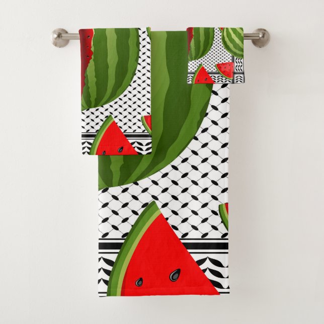 Watermelon Palestine Map Slice Badhandtuch Set (Insitu)