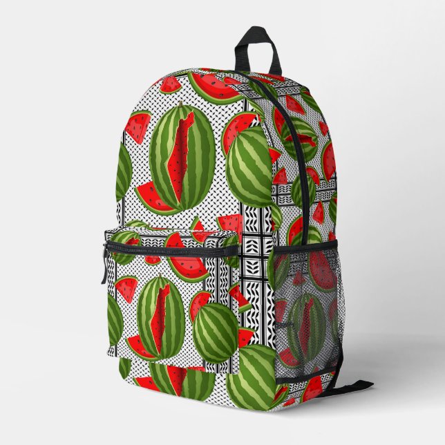 Watermelon Palestine Map Slice Bedruckter Rucksack (Rückseitige Ecke Rechts)