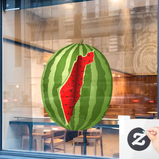 Watermelon Palestine Map Slice Fensteraufkleber (Café-Fenster)