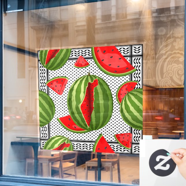 Watermelon Palestine Map Slice Fensteraufkleber (Café-Fenster)