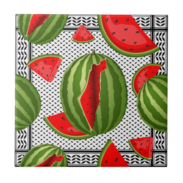 Watermelon Palestine Map Slice Fliese (Vorderseite)