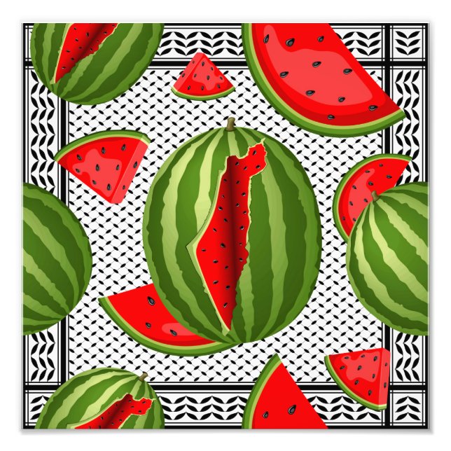 Watermelon Palestine Map Slice Fotodruck (Vorne)
