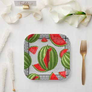 Watermelon Palestine Map Slice Pappteller