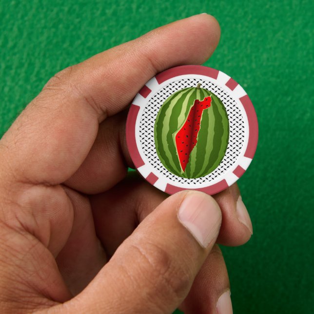 Watermelon Palestine Map Slice Pokerchips (Hand)