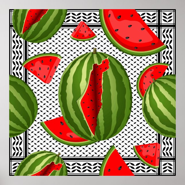 Watermelon Palestine Map Slice Poster (Vorne)