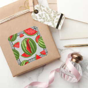 Watermelon Palestine Map Slice Quadratischer Aufkleber