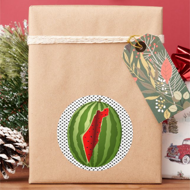 Watermelon Palestine Map Slice Runder Aufkleber (Feiertag)