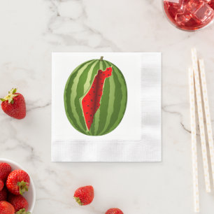 Watermelon Palestine Map Slice Serviette