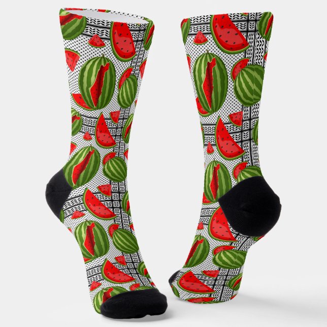 Watermelon Palestine Map Slice Socken (Gewinkelt)