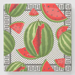 Watermelon Palestine Map Slice Steinuntersetzer