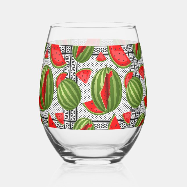 Watermelon Palestine Map Slice Weinglas Ohne Stiel (Vorderseite)