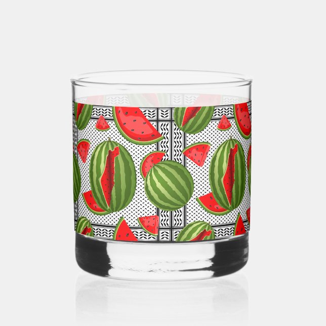 Watermelon Palestine Map Slice Whiskyglas (Vorderseite)